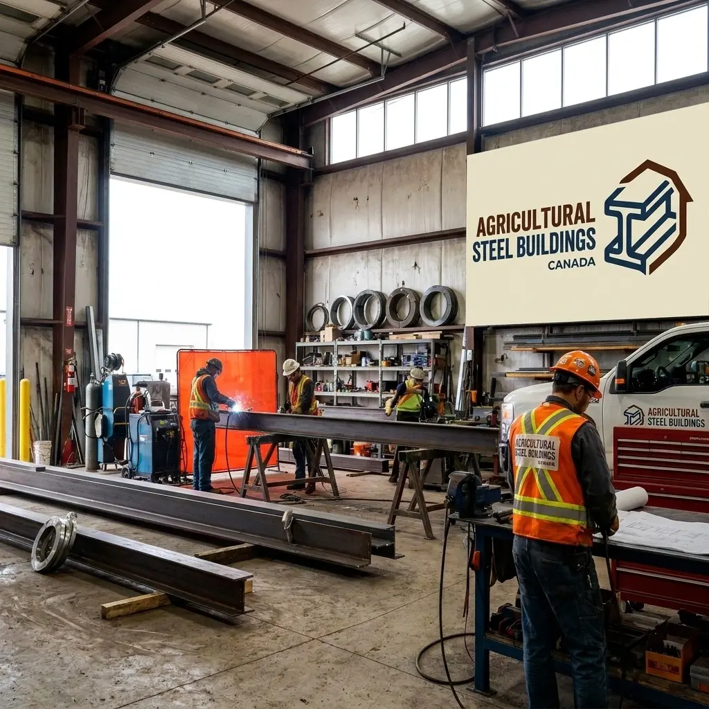 Agricultural Steel Buildings Canada repair shop.